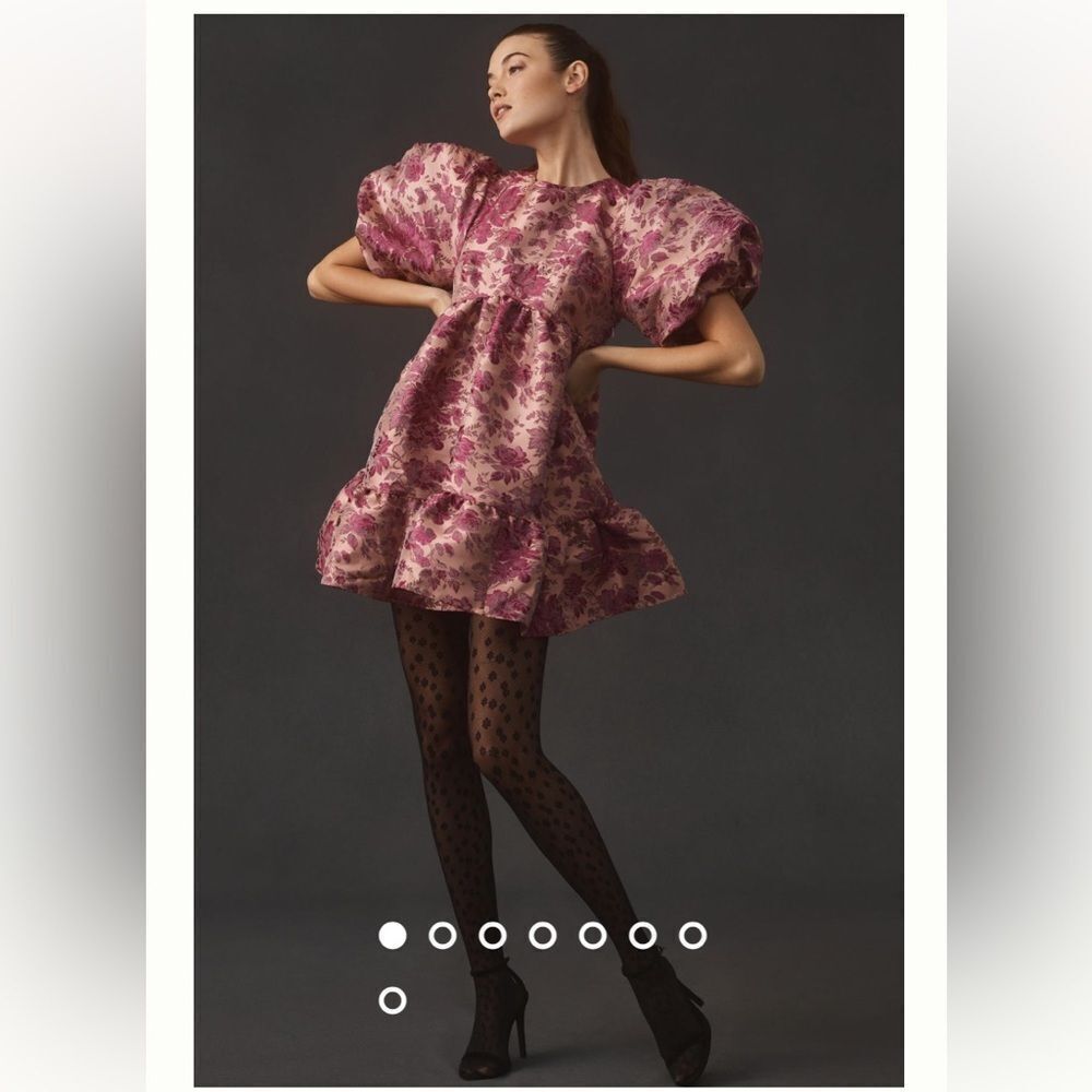 Anthropologie SP $178 By Anthropologie Short-Sleeve Babydoll Mini Dress